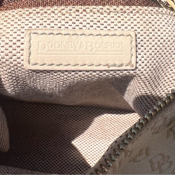 Dooney & Bourke Vintage Leather Canvas Monogram Shoulder Satchel Cream GUC - Picture 12 of 14